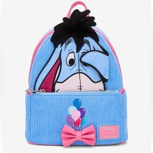 Loungefly Disney Eeyore Corduroy Mini Backpack in Blue with Pink Accents